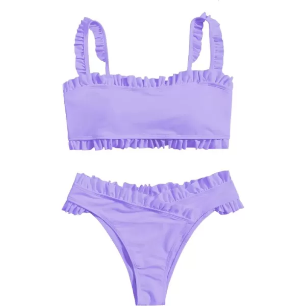 SweatyRocks Women's Bathing Suits Spaghetti Strap Ruffle Wrap Bikini Set Two Piece Swimsuits