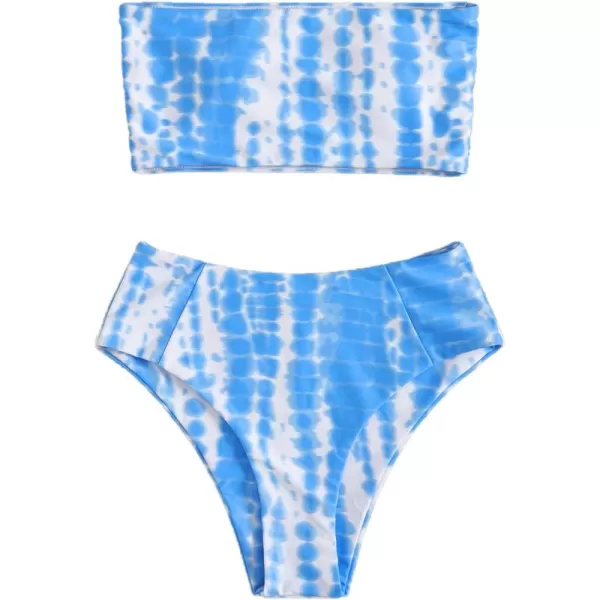 SweatyRocks Women's Bathing Suits Striped Bandeau Bikini high Waisted Swimsuits Swimwear Set