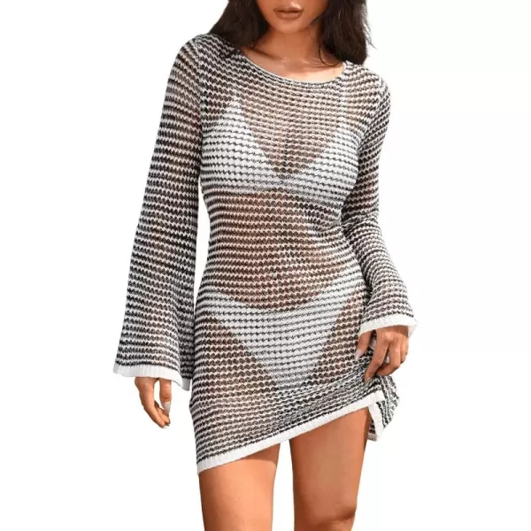 SweatyRocks Women's Beach Swimsuit Hollow Out Cover Up Bathing Suit Cover For Swimwear