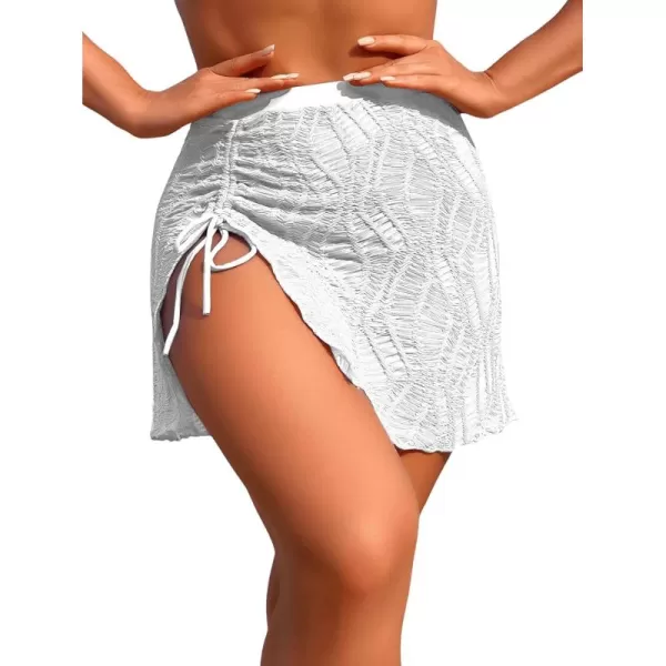 SweatyRocks Women's Beachwear Drawstring Tie Side Beach Skirt Split Knitted Swimsuit Cover Up Skirt