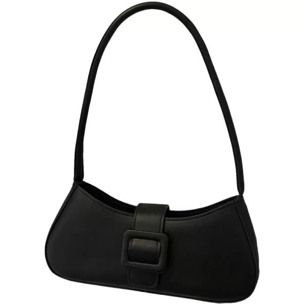 SweatyRocks Women's Buckle Decorated Bag Clutch Purse Top Handle Vintage Bags Solid Shoulder Handbag