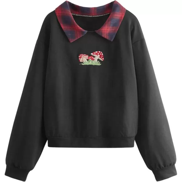 SweatyRocks Women's Casual Color Block Crop Tee Top Collar Long Sleeve Tee Shirt