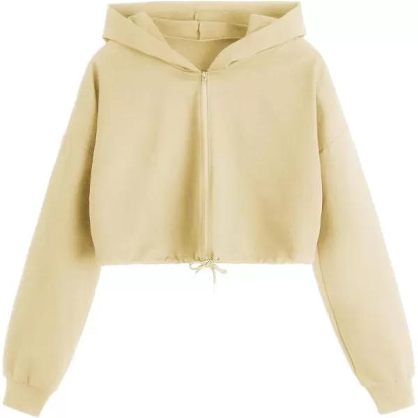 SweatyRocks Women's Casual Full Zip Crop Top Hoodie Sweatshirt Jacket