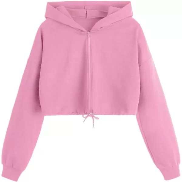 SweatyRocks Women's Casual Full Zip Crop Top Hoodie Sweatshirt Jacket