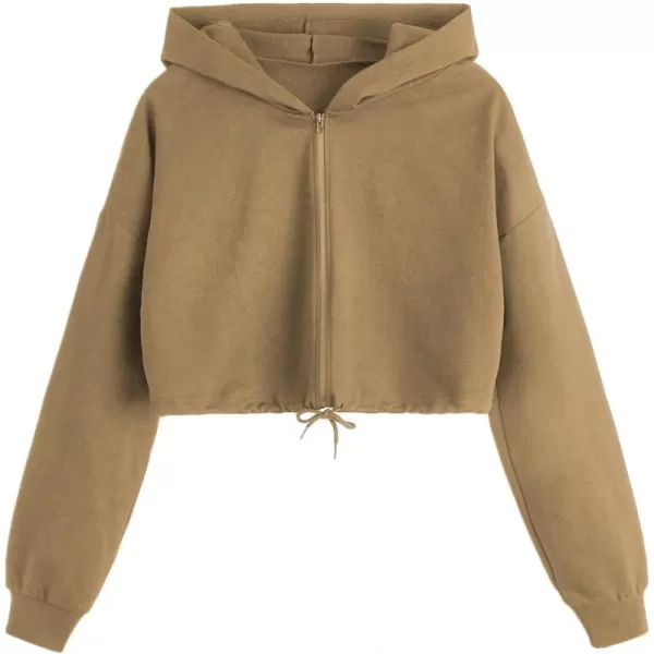 SweatyRocks Women's Casual Full Zip Crop Top Hoodie Sweatshirt Jacket