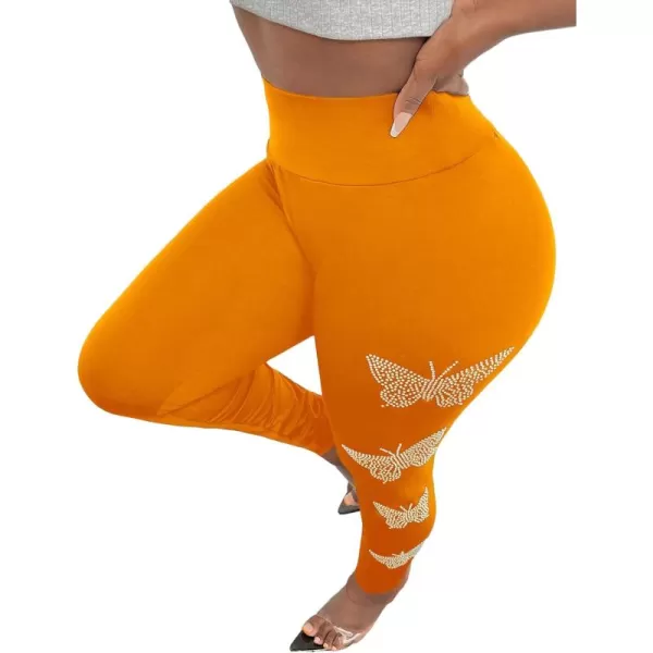 SweatyRocks Women's Casual High Elastic Waist Leggings Rhinestone Side Skinny Pants Tights
