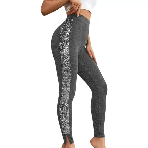 SweatyRocks Women's Casual High Elastic Waist Leggings Rhinestone Side Skinny Pants Tights