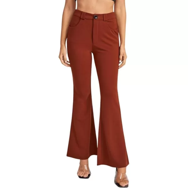 SweatyRocks Women's Casual High Waist Flare Leg Bell Bottom Pants Work Office Trousers