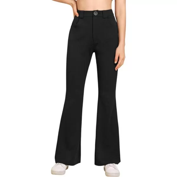 SweatyRocks Women's Casual High Waist Flare Leg Bell Bottom Pants Work Office Trousers