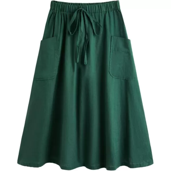 SweatyRocks Women's Casual High Waist Pleated A-Line Midi Skirt with Pocket