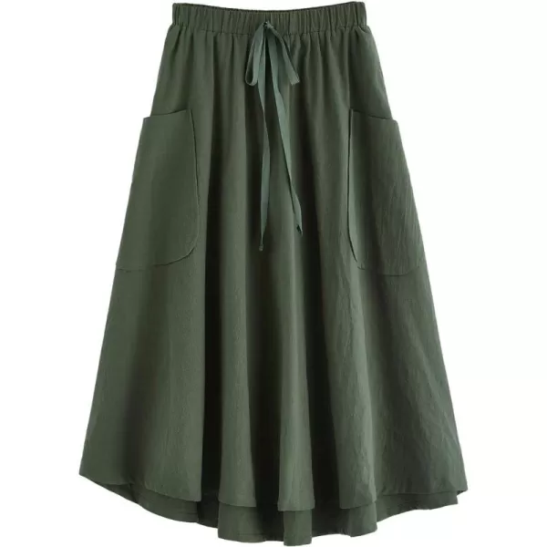 SweatyRocks Women's Casual High Waist Pleated A-Line Midi Skirt with Pocket