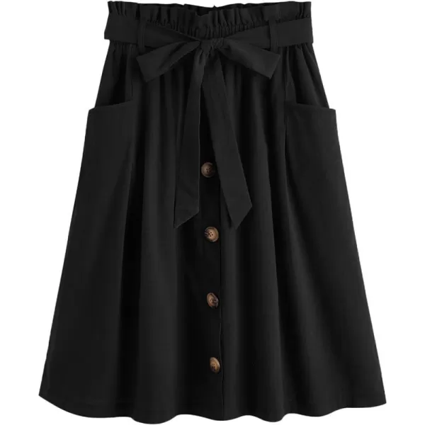 SweatyRocks Women's Casual High Waist Pleated A-Line Midi Skirt with Pocket