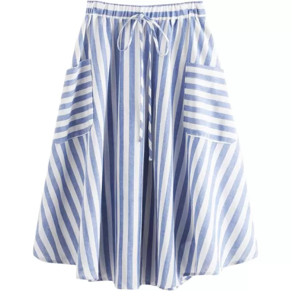 SweatyRocks Women's Casual High Waist Pleated A-Line Midi Skirt with Pocket