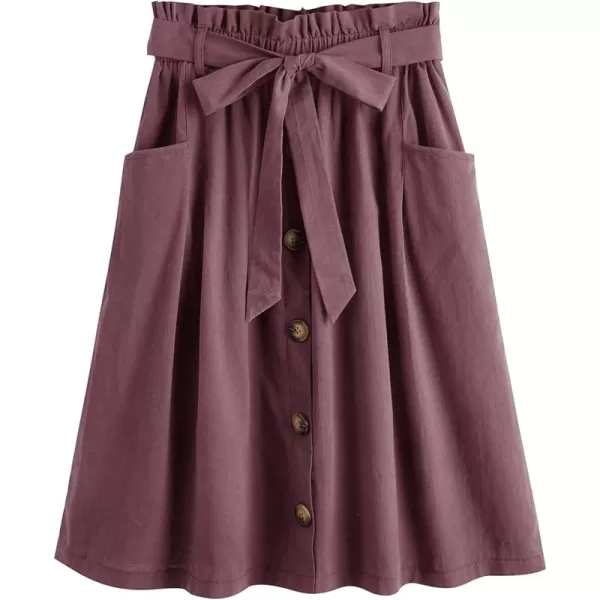 SweatyRocks Women's Casual High Waist Pleated A-Line Midi Skirt with Pocket