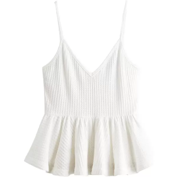 SweatyRocks Women's Casual Knit Top Sleeveless Ruffle Hem V Neck Peplum Crop Tank Top