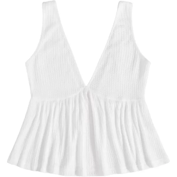 SweatyRocks Women's Casual Knit Top Sleeveless Ruffle Hem V Neck Peplum Crop Tank Top