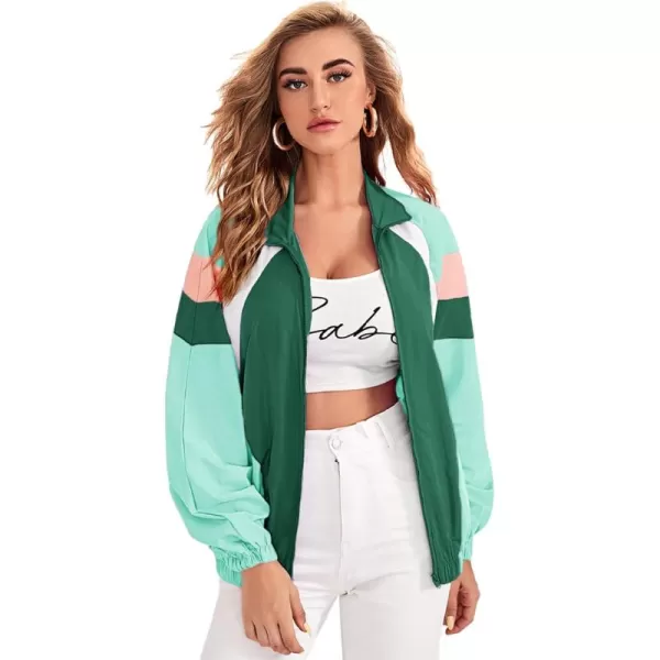 SweatyRocks Women's Casual Lightweight Color Block Bomber Jacket