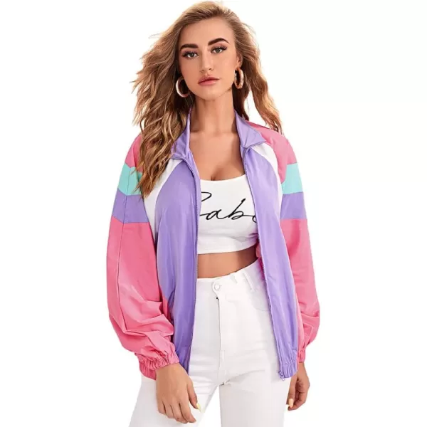 SweatyRocks Women's Casual Lightweight Color Block Bomber Jacket