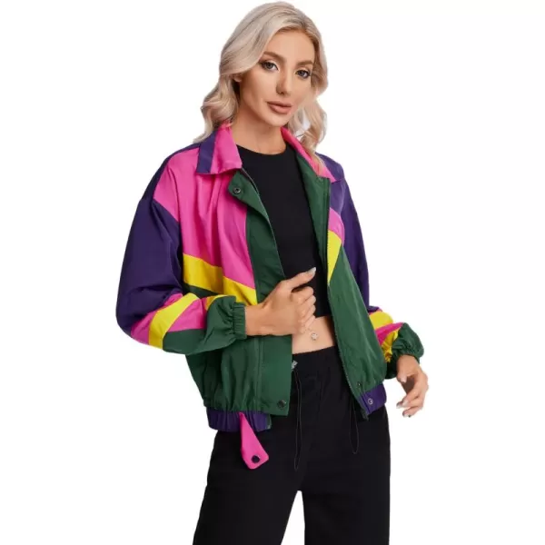 SweatyRocks Women's Casual Lightweight Color Block Bomber Jacket