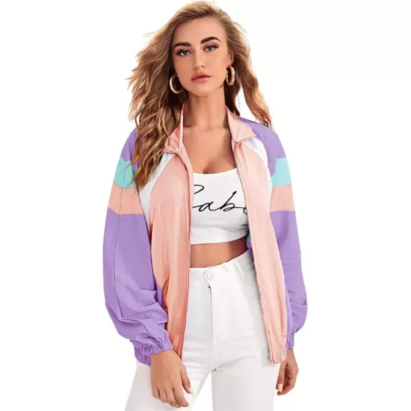SweatyRocks Women's Casual Lightweight Color Block Bomber Jacket