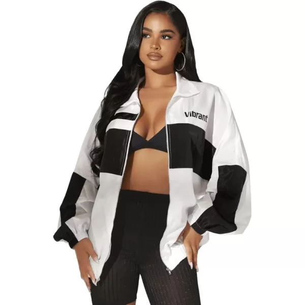 SweatyRocks Women's Casual Lightweight Color Block Bomber Jacket