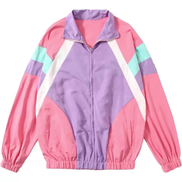 SweatyRocks Women's Casual Lightweight Color Block Bomber Jacket