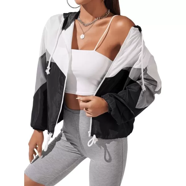 SweatyRocks Women's Casual Lightweight Color Block Bomber Jacket