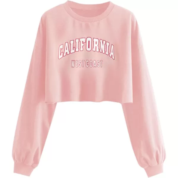 SweatyRocks Women's Casual Long Sleeve Crew Neck Letter Print Crop Top Sweatshirt