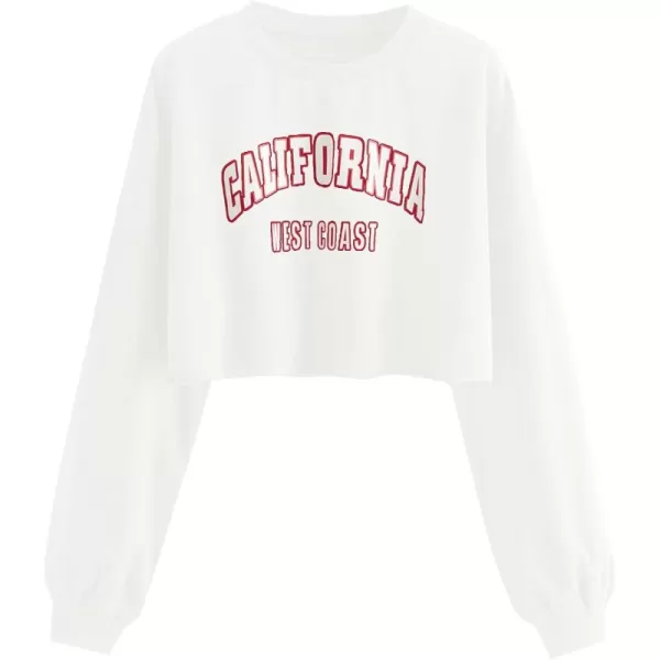 SweatyRocks Women's Casual Long Sleeve Crew Neck Letter Print Crop Top Sweatshirt