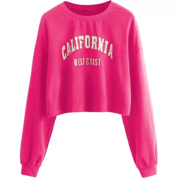 SweatyRocks Women's Casual Long Sleeve Crew Neck Letter Print Crop Top Sweatshirt