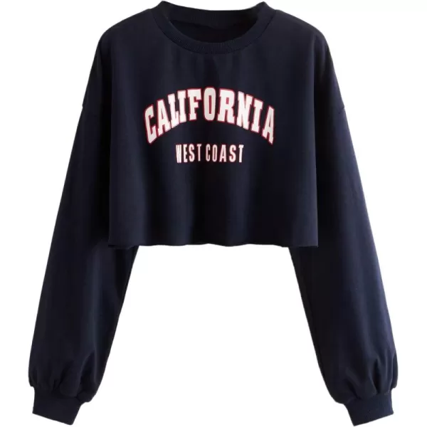 SweatyRocks Women's Casual Long Sleeve Crew Neck Letter Print Crop Top Sweatshirt