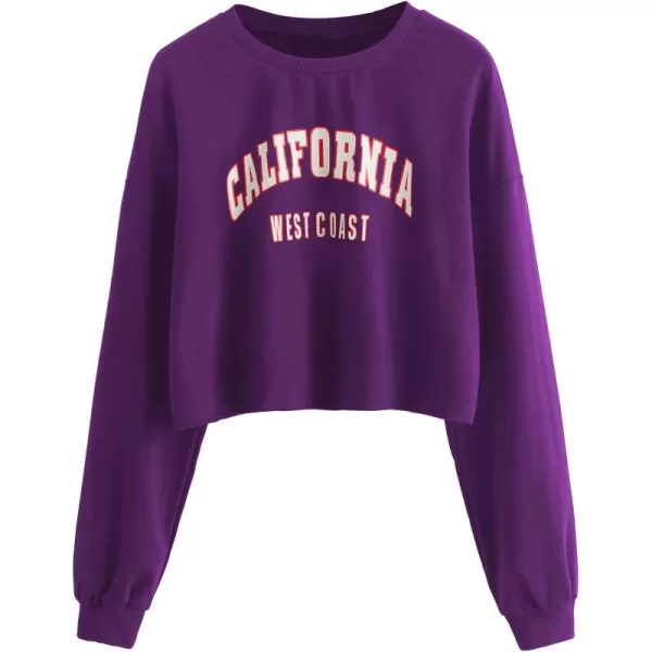 SweatyRocks Women's Casual Long Sleeve Crew Neck Letter Print Crop Top Sweatshirt