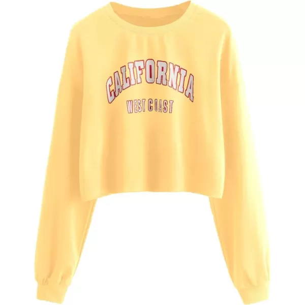 SweatyRocks Women's Casual Long Sleeve Crew Neck Letter Print Crop Top Sweatshirt