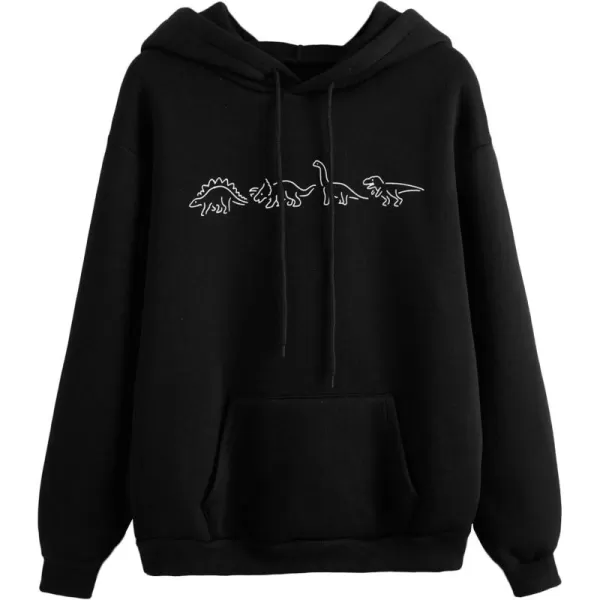 SweatyRocks Women's Casual Long Sleeve Graphic Drawstring Hooded Sweatshirt Tops with Pocket