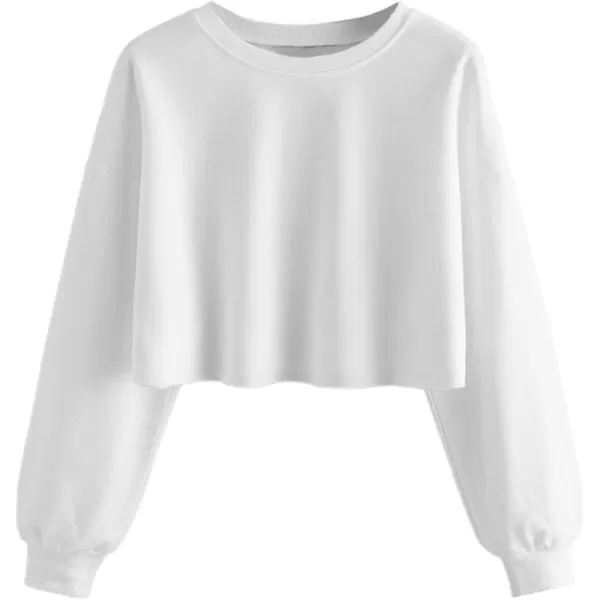 SweatyRocks Women's Casual Long Sleeve Raw Hem Pullover Crop Tops Sweatshirts