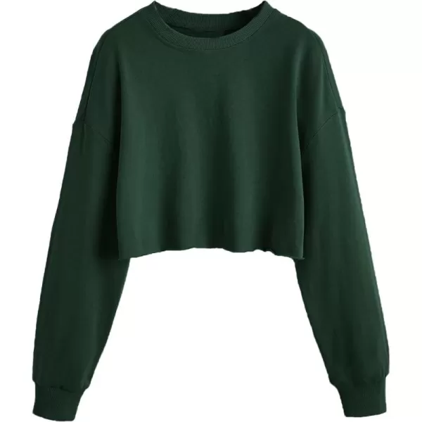 SweatyRocks Women's Casual Long Sleeve Raw Hem Pullover Crop Tops Sweatshirts
