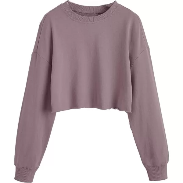 SweatyRocks Women's Casual Long Sleeve Raw Hem Pullover Crop Tops Sweatshirts