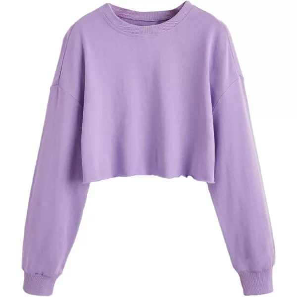 SweatyRocks Women's Casual Long Sleeve Raw Hem Pullover Crop Tops Sweatshirts