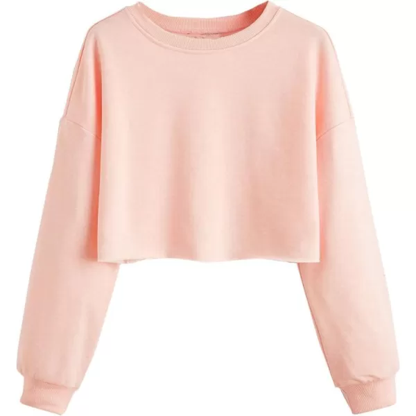SweatyRocks Women's Casual Long Sleeve Raw Hem Pullover Crop Tops Sweatshirts