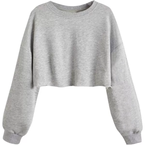 SweatyRocks Women's Casual Long Sleeve Raw Hem Pullover Crop Tops Sweatshirts