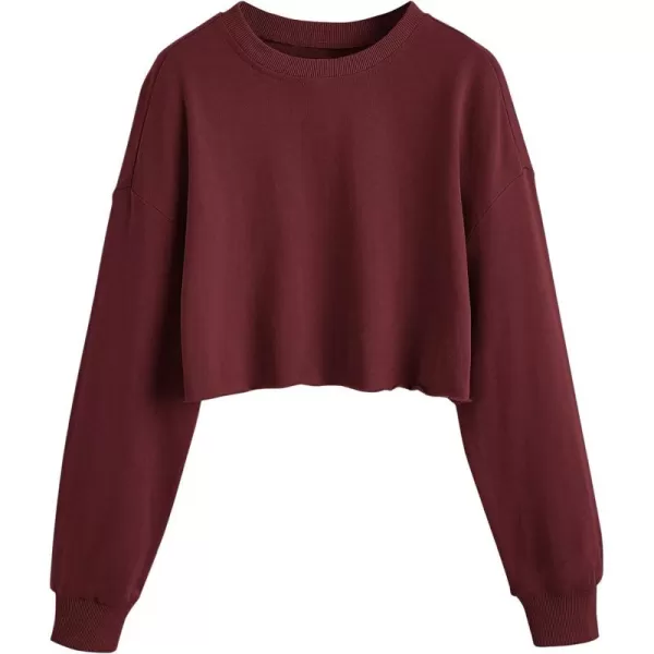 SweatyRocks Women's Casual Long Sleeve Raw Hem Pullover Crop Tops Sweatshirts