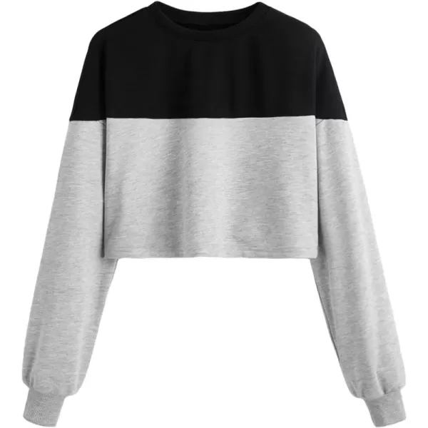 SweatyRocks Women's Casual Long Sleeve Raw Hem Pullover Crop Tops Sweatshirts
