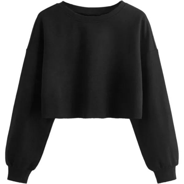 SweatyRocks Women's Casual Long Sleeve Raw Hem Pullover Crop Tops Sweatshirts