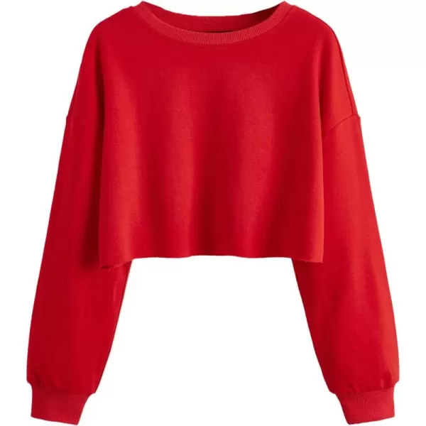 SweatyRocks Women's Casual Long Sleeve Raw Hem Pullover Crop Tops Sweatshirts