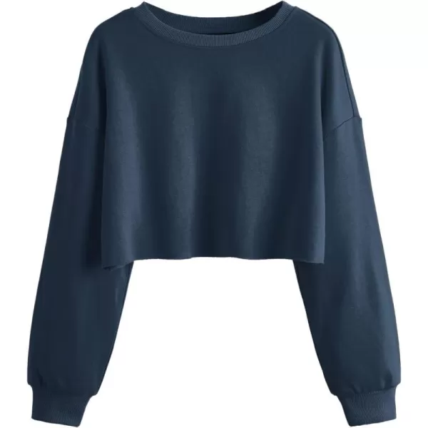 SweatyRocks Women's Casual Long Sleeve Raw Hem Pullover Crop Tops Sweatshirts