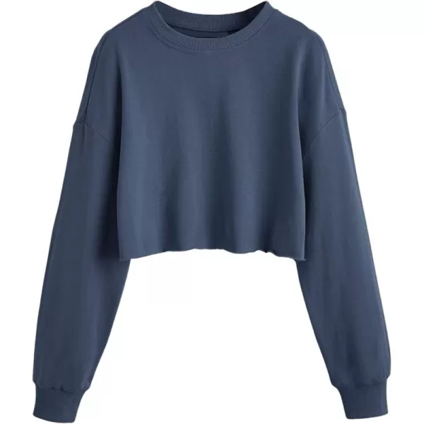 SweatyRocks Women's Casual Long Sleeve Raw Hem Pullover Crop Tops Sweatshirts