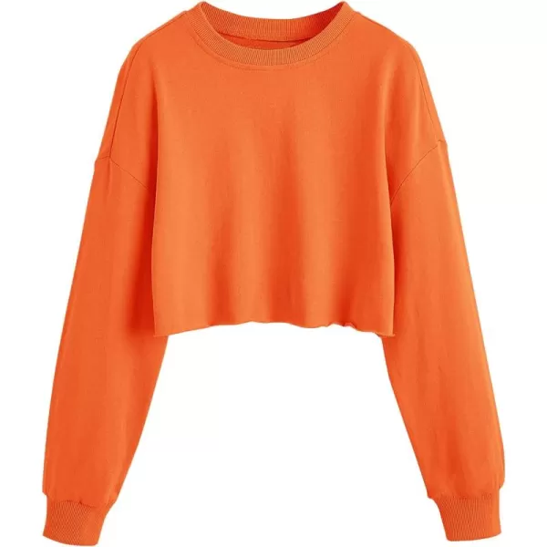 SweatyRocks Women's Casual Long Sleeve Raw Hem Pullover Crop Tops Sweatshirts