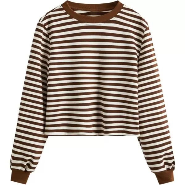 SweatyRocks Women's Casual Long Sleeve Striped Cropped T-Shirt Casual Crop Tee Top