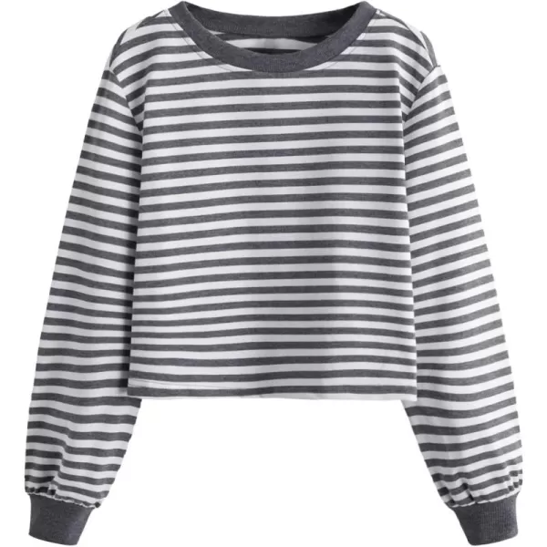 SweatyRocks Women's Casual Long Sleeve Striped Cropped T-Shirt Casual Crop Tee Top