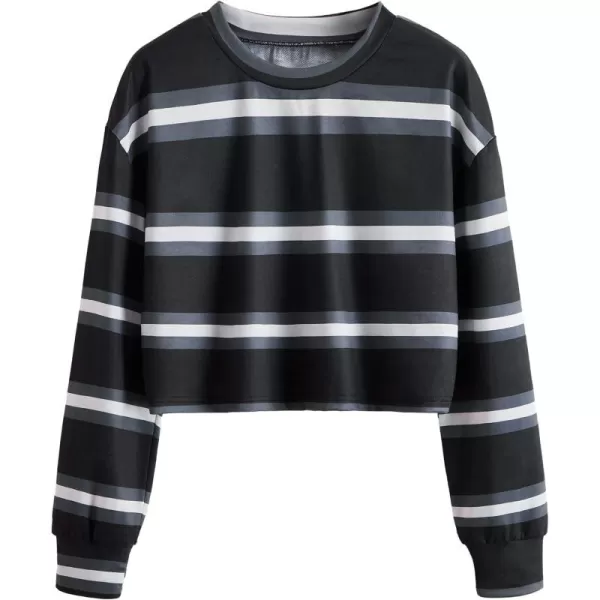 SweatyRocks Women's Casual Long Sleeve Striped Cropped T-Shirt Casual Crop Tee Top